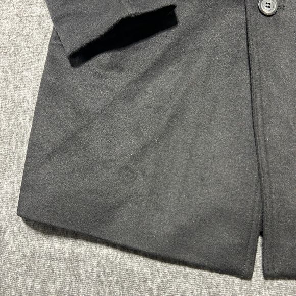 London Fog Coat Mens 40R Black Clark Classic Fit Overcoat Long Button Wool Blend - Picture 2 of 11